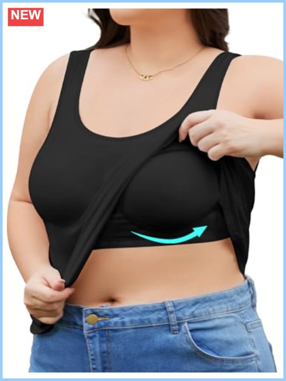 Plus Size Tank Top with Built in Bra Shelf Bra Cotton Camisole 1XL-5XL